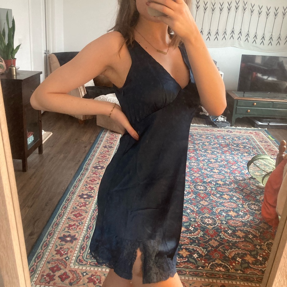 Princess Polly Navy Blue Silk Mini Dress